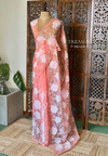 Peach Pure organza Silk saree- PBR37A