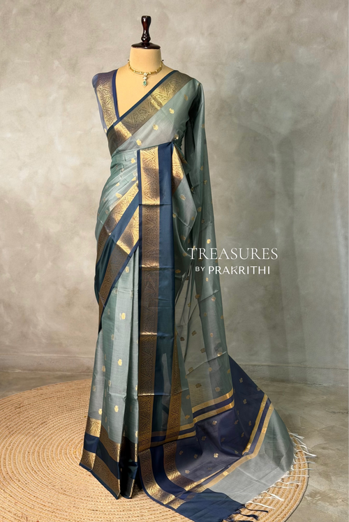 Greyish blue Banarasi silk saree -LZ14A