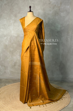 Mustard yellow Soft semi Tusser Silk saree- PBR33T18A