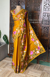 Mustard yellow semi tusser Silk saree- PBR38