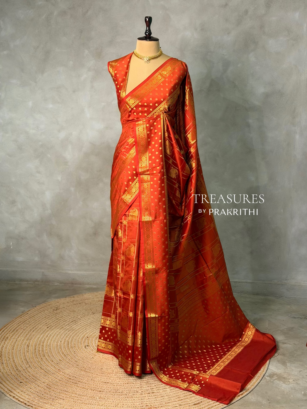 Orange Banarasi silk saree -PIH60D