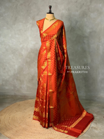 Orange Banarasi silk saree -PIH60D