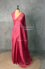 Dark Pink Soft semi Tusser Silk saree- PBR33T18B