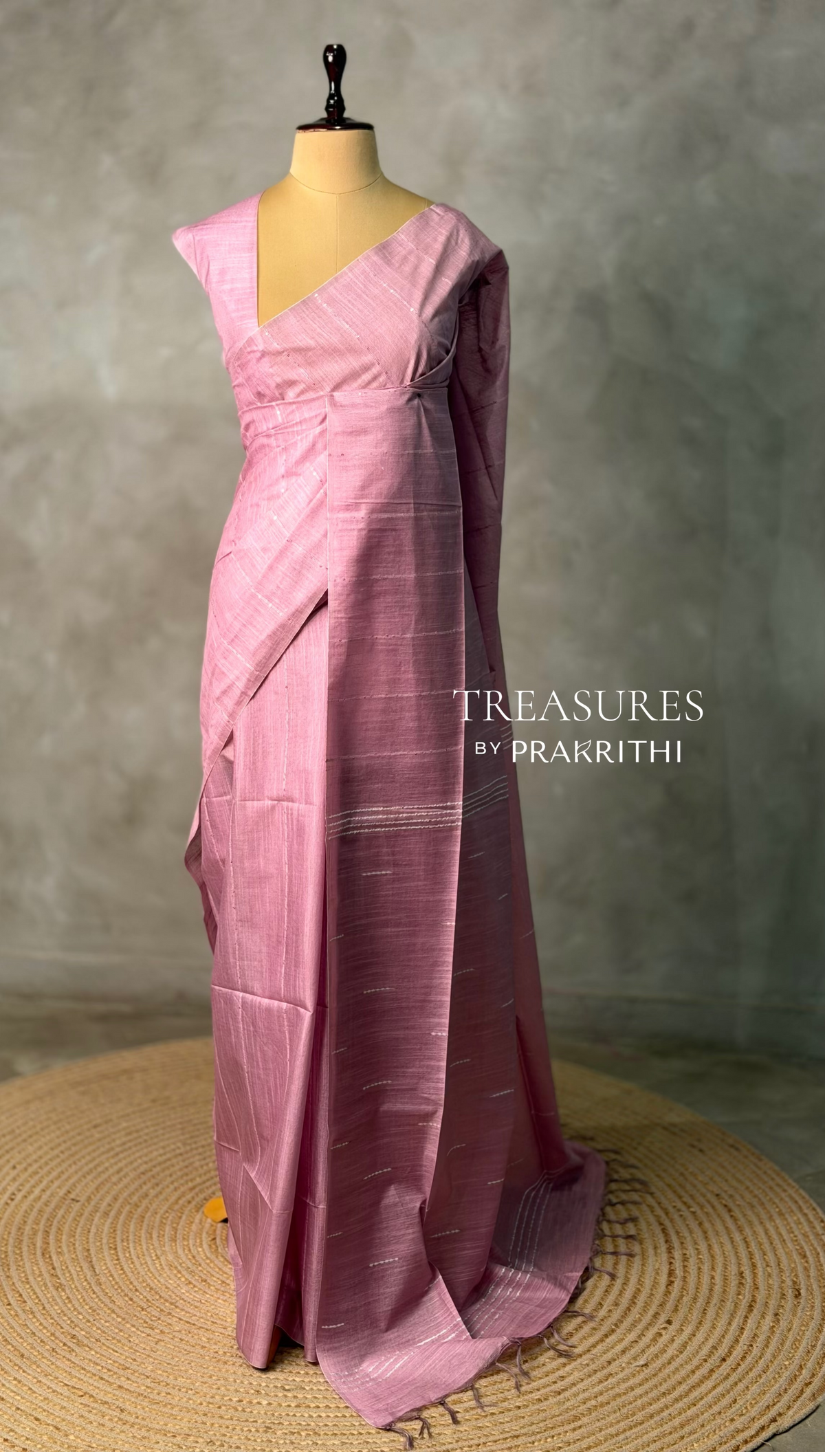 Mauve Pink Soft semi Tusser Silk saree- PBR33T18C