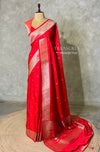 Red pure satin Banarasi silk saree - PRAZ8
