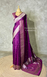 Purple pure satin Banarasi silk saree - PRAZ8C