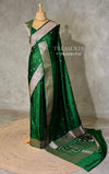 Dark Green pure satin Banarasi silk saree - PRAZ8E