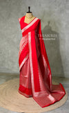 Red katan Banarasi silk saree - PRAZ9A
