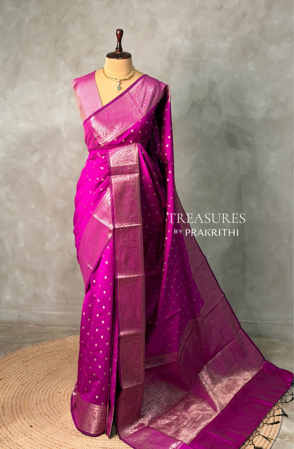 Magenta Banarasi silk saree -PIH62B