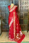 Red pure katan Banarasi silk saree - PBRKATAN7