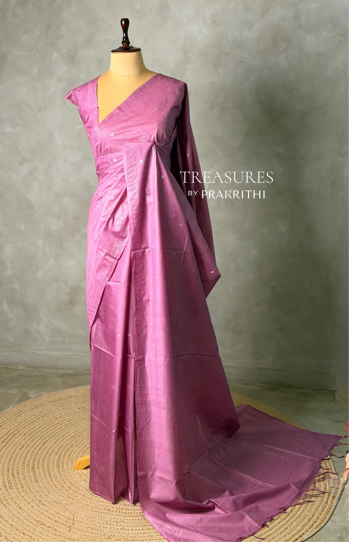 Lilac Pink Soft semi Tusser Silk saree- PBR33T18E