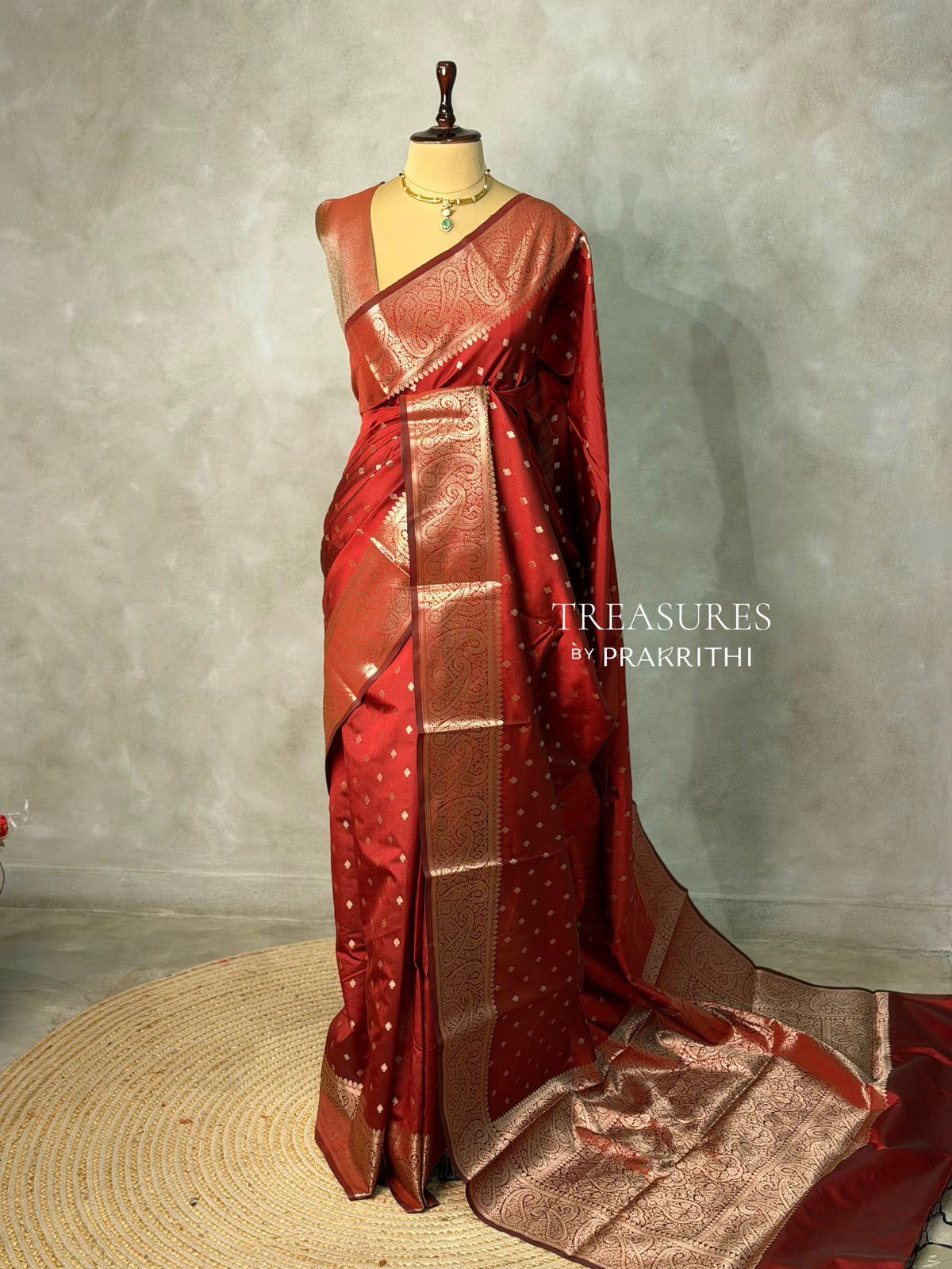 Maroon Banarasi silk saree -PIH62C