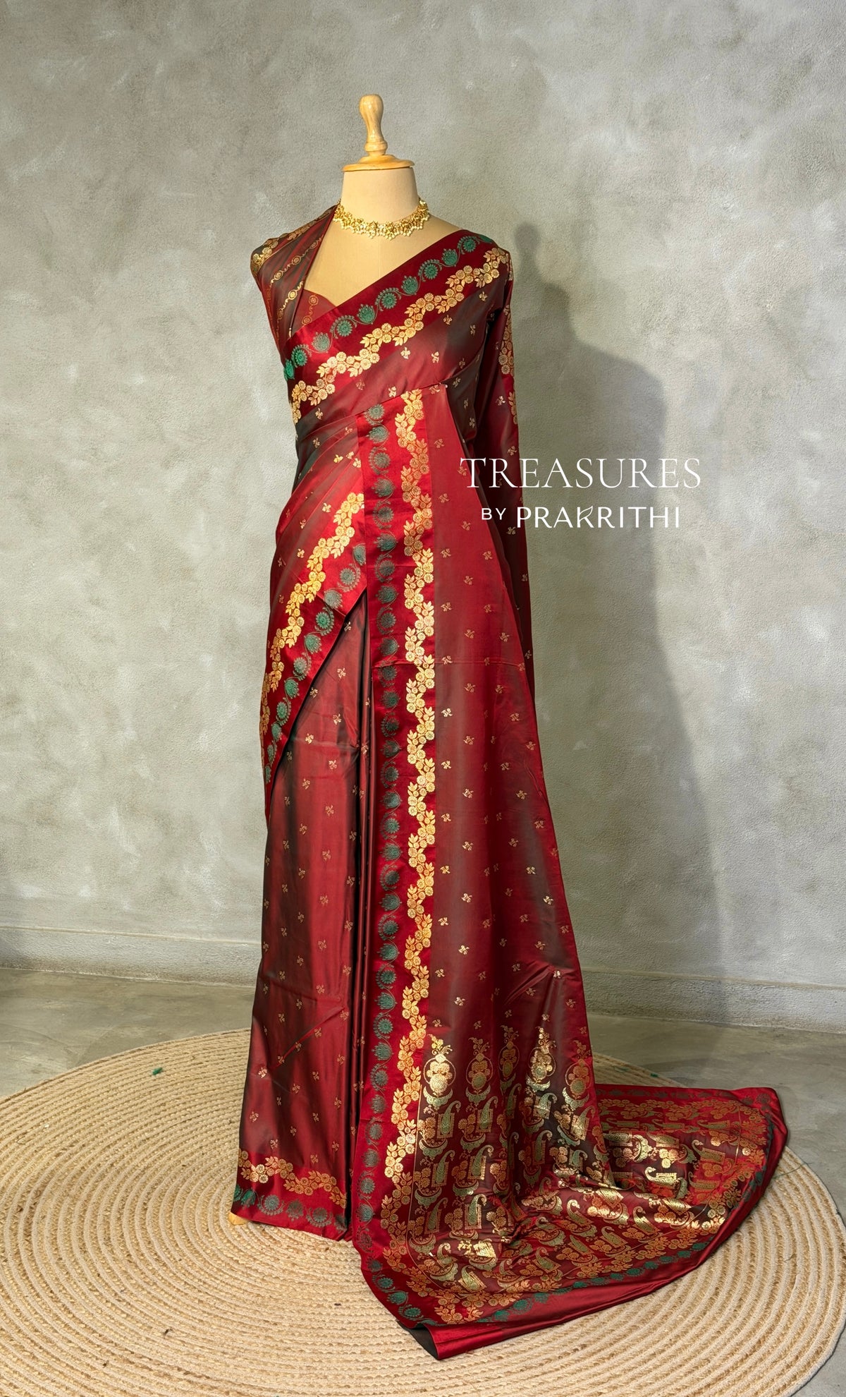 Maroon Pure mashru Satin Banarasi silk saree - PRAZ13