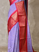 Lavender and Red Silk saree - PBRZU8