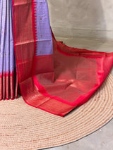 Lavender and Red Silk saree - PBRZU8