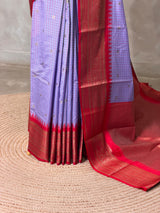 Lavender and Red Silk saree - PBRZU8