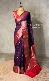 Dark wine and Red Silk saree - PBRZU7B