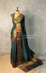 Dark green Banarasi silk saree -IHAISH1