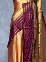Gold and maroon tissue banarasi Saree - PFAZ25A