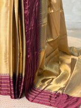 Gold and maroon tissue banarasi Saree - PFAZ25