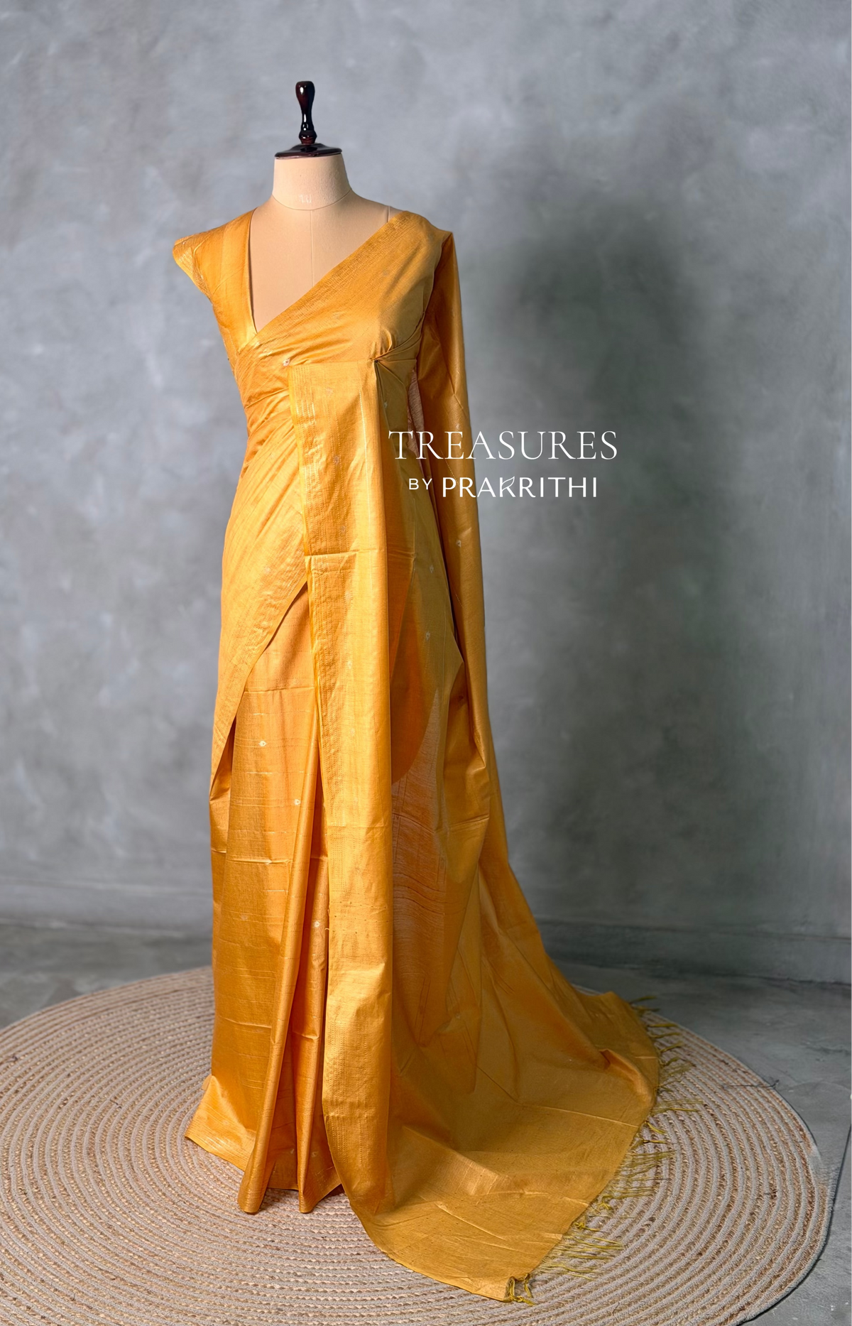 Golden Yellow Soft semi Tusser Silk saree- PBR33T18H