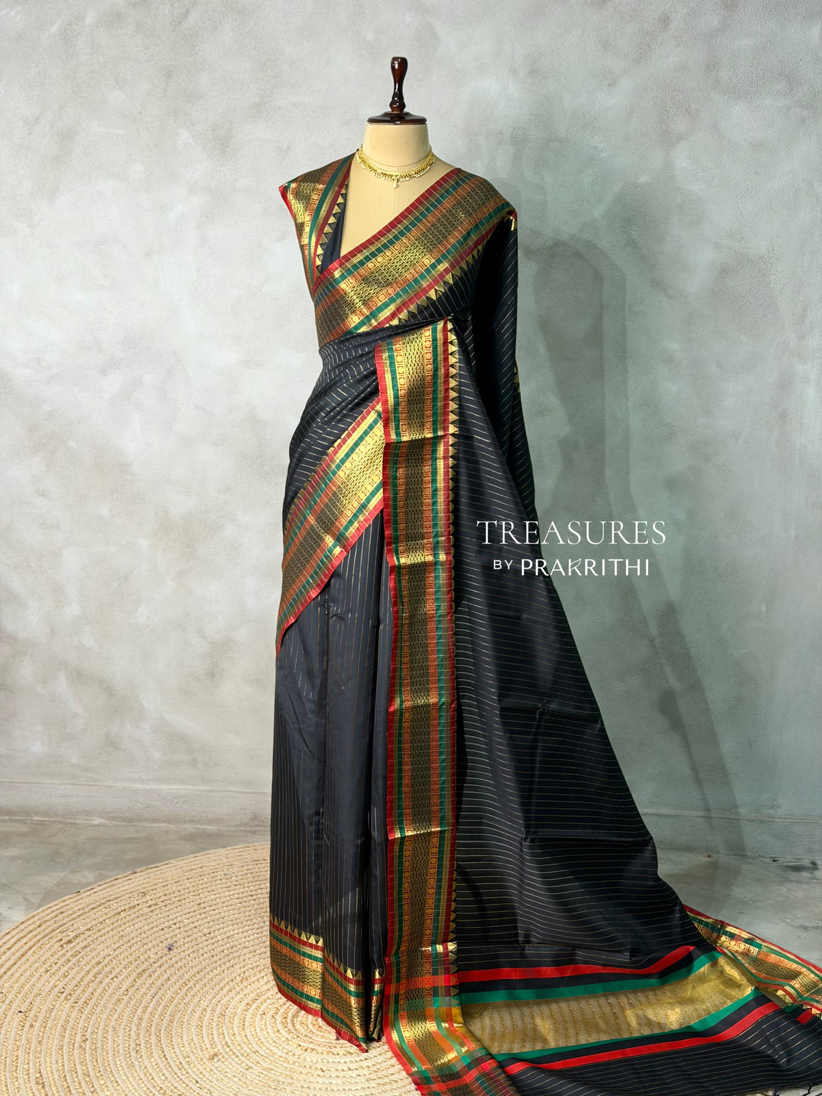 Black Banarasi silk saree -IHAISH3