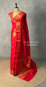 Red banarasi silk saree- GAL12B