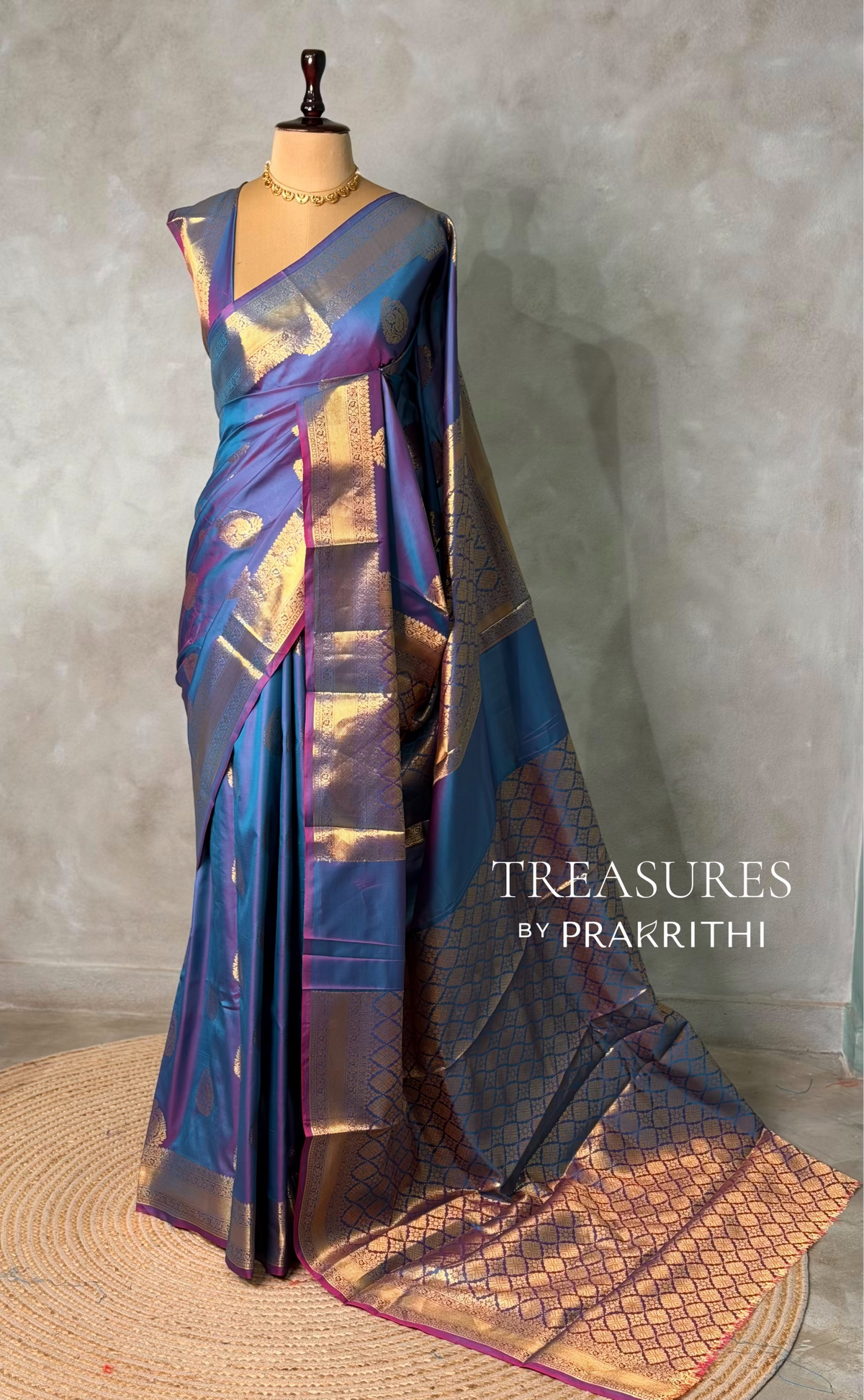 Blue Banarasi silk saree -PIH71B