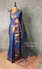 Blue Banarasi silk saree -PIH71B