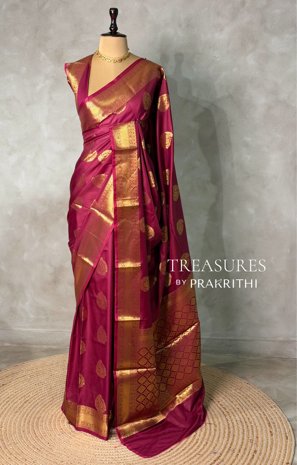 Deep wine Banarasi silk saree -PIH71A
