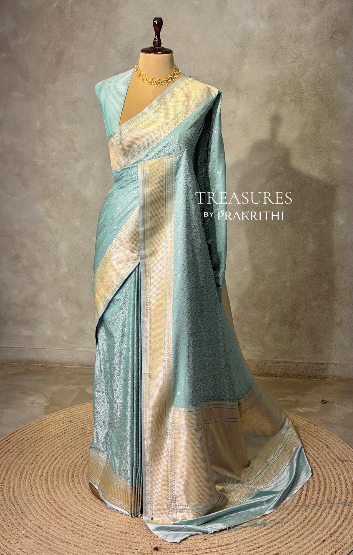Pastal blue Mashru Banarasi silk Saree - PBRRAH1