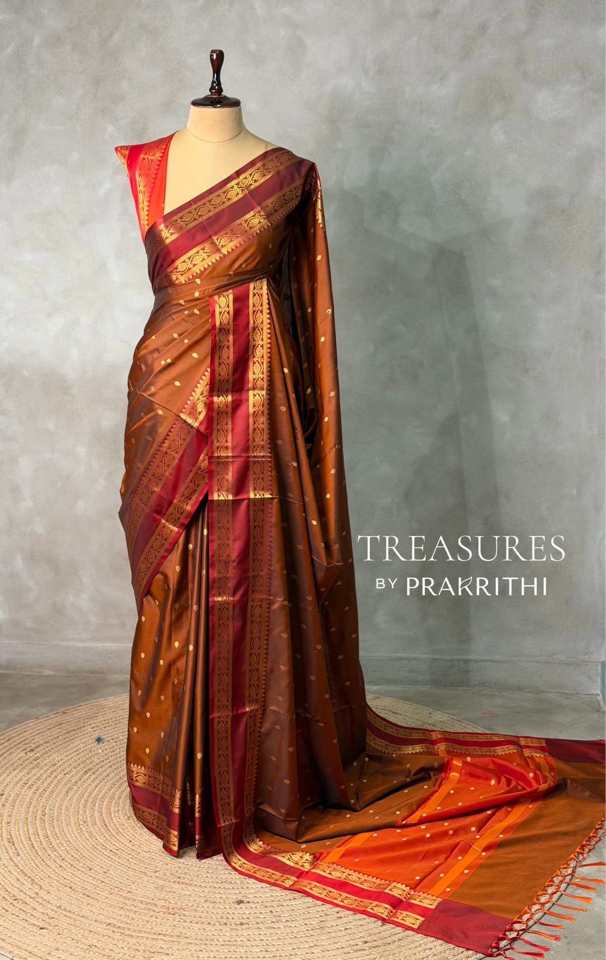 Rust Orange Banarasi silk saree -PIH72