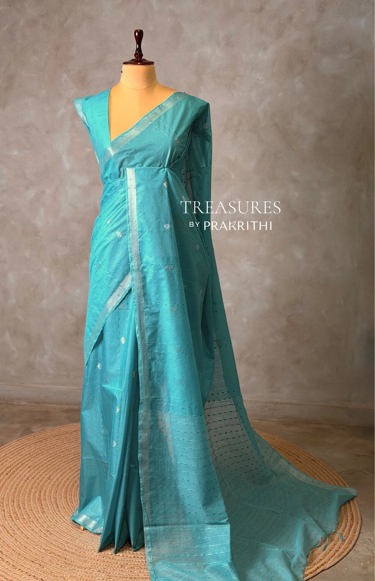 Blue shade Soft semi Tusser Silk saree- PBR33T18L