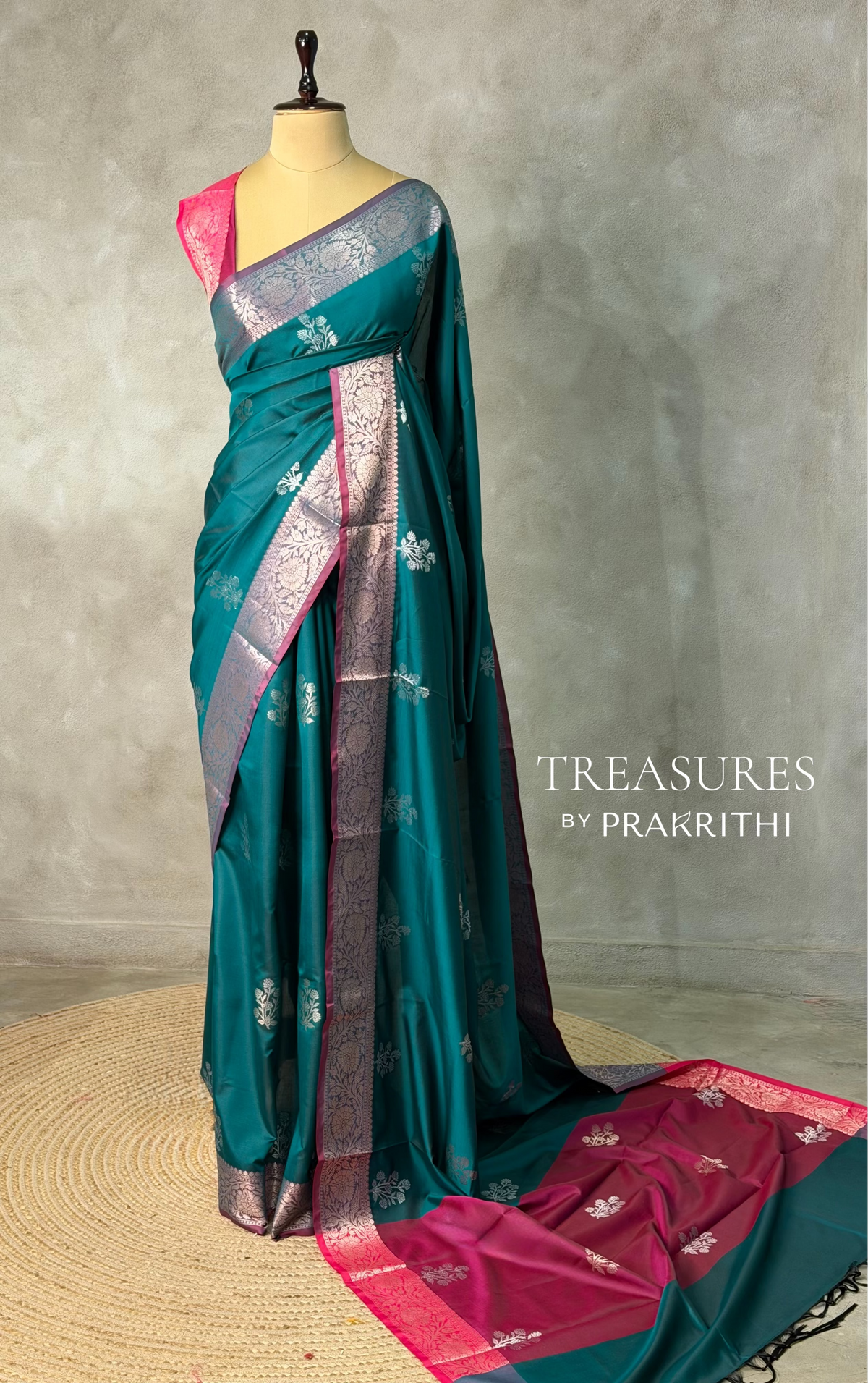 Peacock green and magenta Banarasi silk saree -LZ11