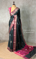 Black and magenta Banarasi silk saree -LZ11A