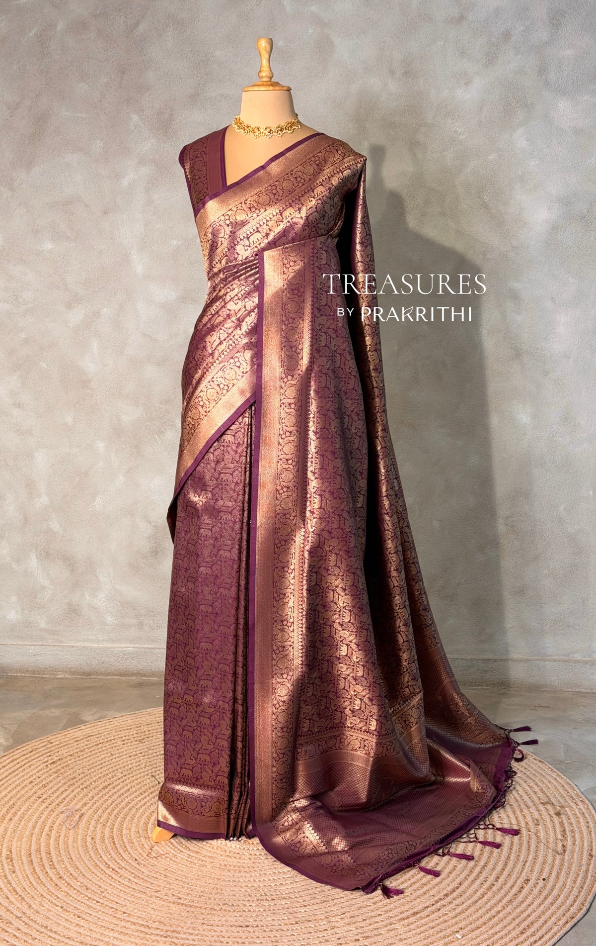Deep purple Banarasi silk Saree - PBRATH7A