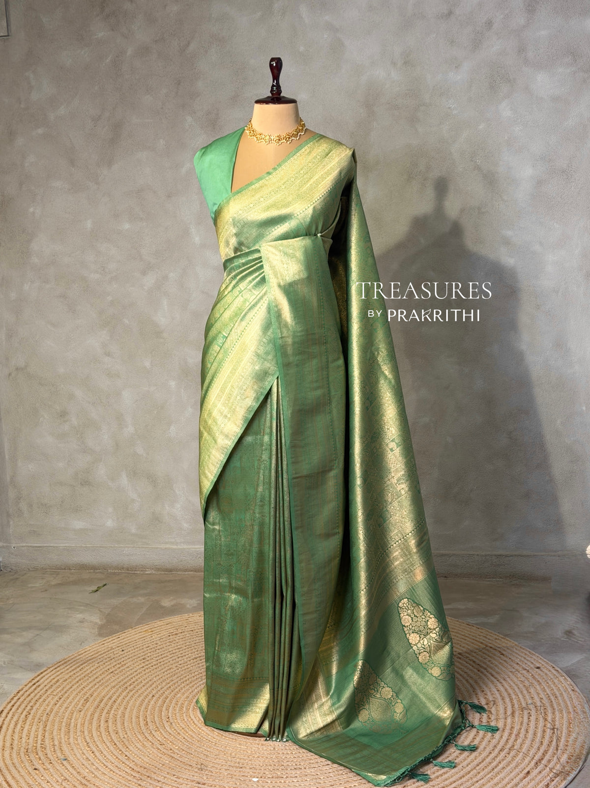 Pista Green Banarasi silk Saree - PBRATH7C
