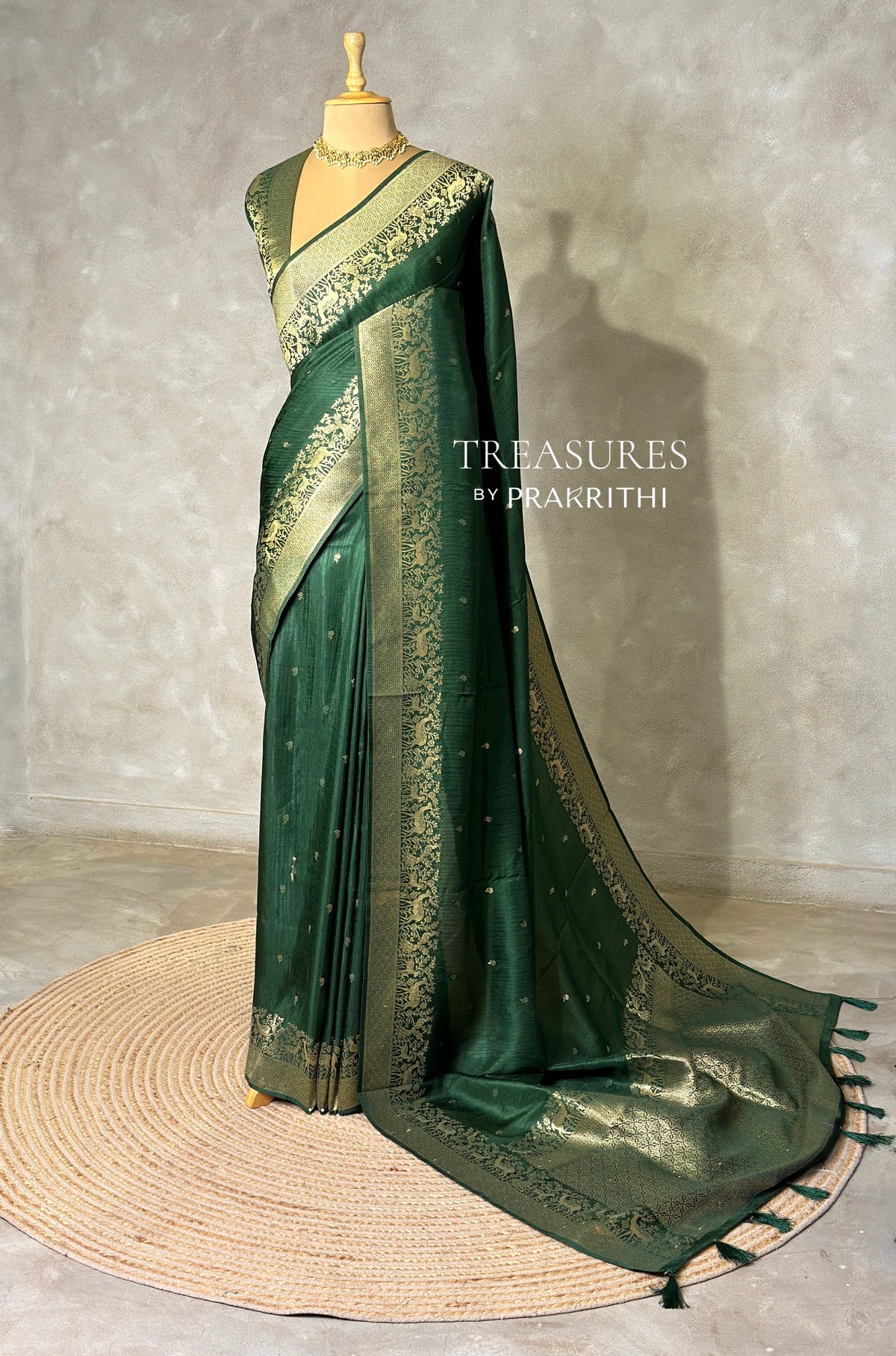 Dark Green Viscose Silk Saree - PBRATH7D