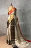 Off whire ,red and black Banarasi silk saree -LZ13