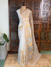 sandal and goldorganza silk saree- PBR43G
