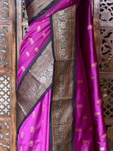 Magenta and black Silk saree - PBRZU12C