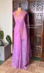 Lilac pink organza silk saree- PBR43A