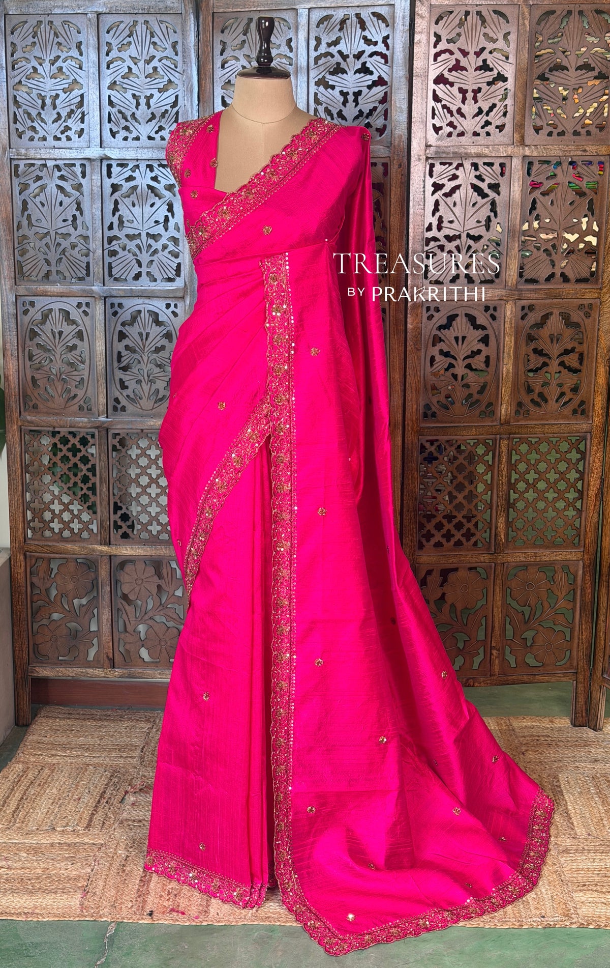 Rani Pink Pure Raw Silk Saree - PBRRAW2