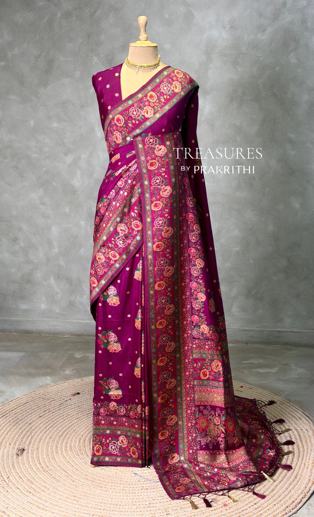 Deep wine Pashmina silk Saree - PBRMM7A