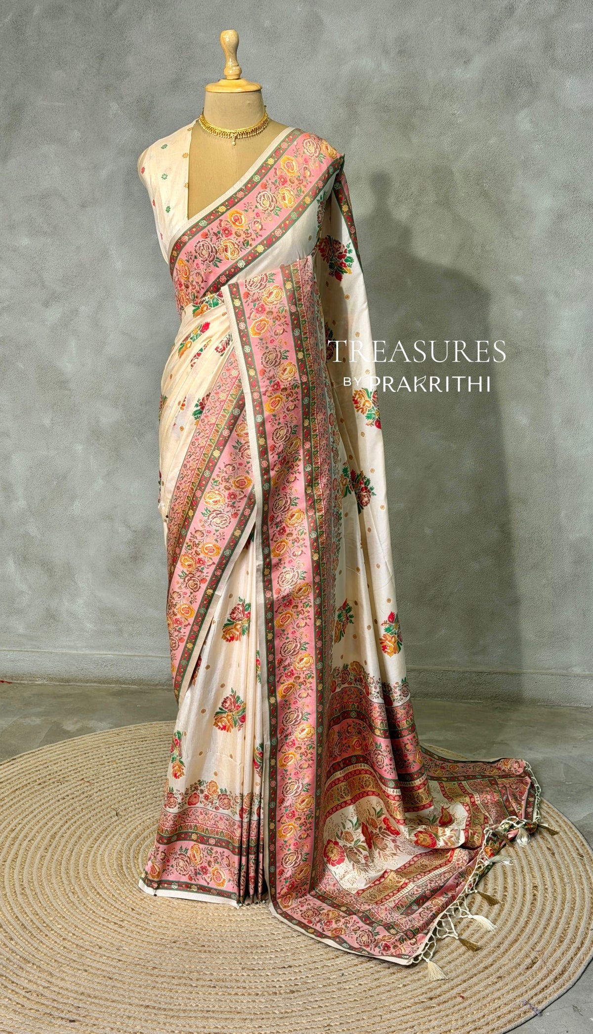 Sandal Pashmina silk Saree - PBRMM7B
