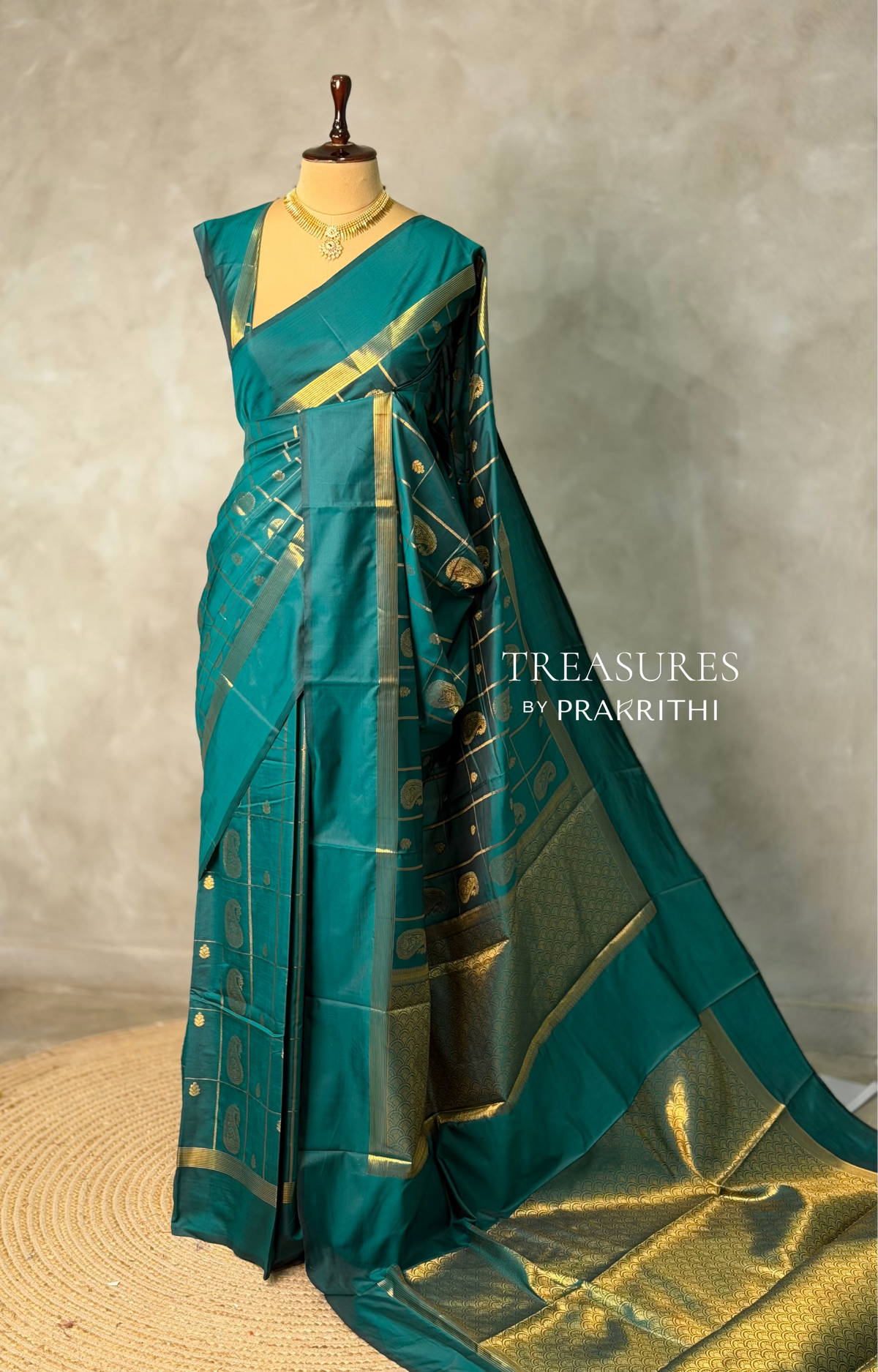 Peacock Blue Banarasi silk saree - GAL3B