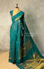 Peacock Blue Banarasi silk saree - GAL3B