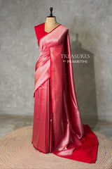 Red katan Banarasi silk saree - PRAZ12B