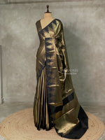 Black Temple border brocade banarasi silk saree - PIH31B