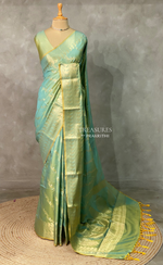Greenish Blue banarasi silk saree - PIH32B